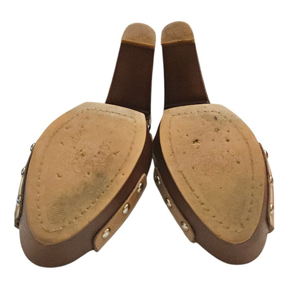 Vince Camuto Tan Leather Platform Heel Mules Size 9 - Picture 7 of 14